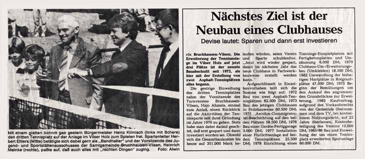 Einweihung 3. Tennisplatz 1986